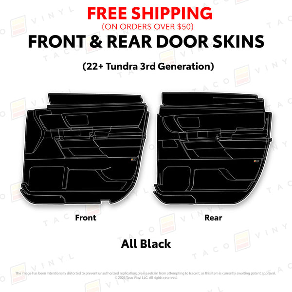 All black door skins for a 2022+ Toyota Tundra, front and rear doors