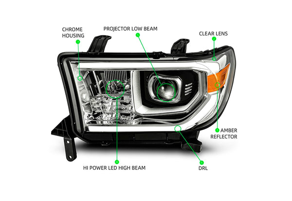 PRO-Series Halogen Projector Headlights Chrome (Without Level