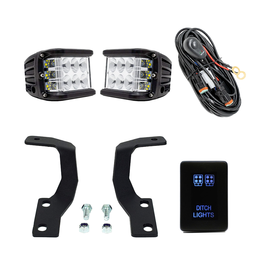 Low Profile LED Ditch Light Brackets Kit For 2010-2024 Toyota 4Runner