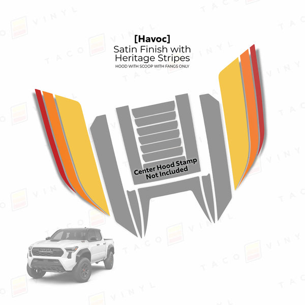 Taco Vinyl Havoc hood scoop stamp with fangs for 2024+ Toyota Tacoma