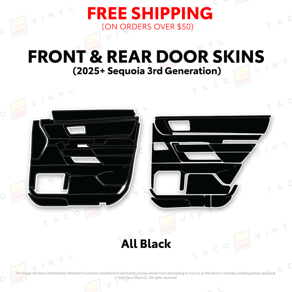 All black door skins for a 2025+ Toyota Sequoia, front doors