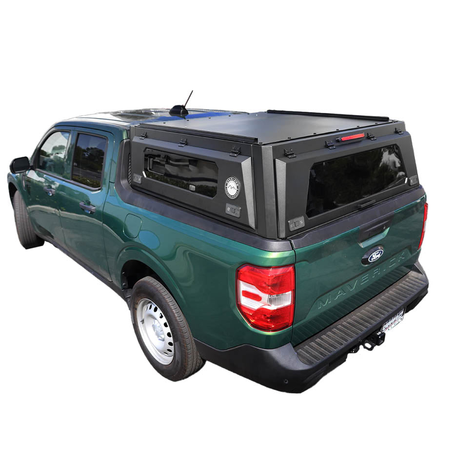 OVS Expedition PRO+ full-window truck cap on a 2022-2027 Ford Maverick