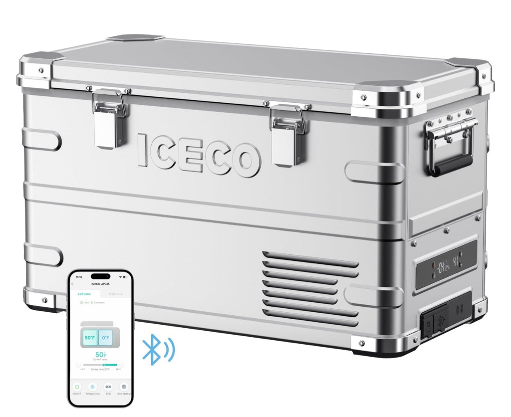 APL35 Dual Zone Aluminum Silver Fridge | ICECO | 35 LT