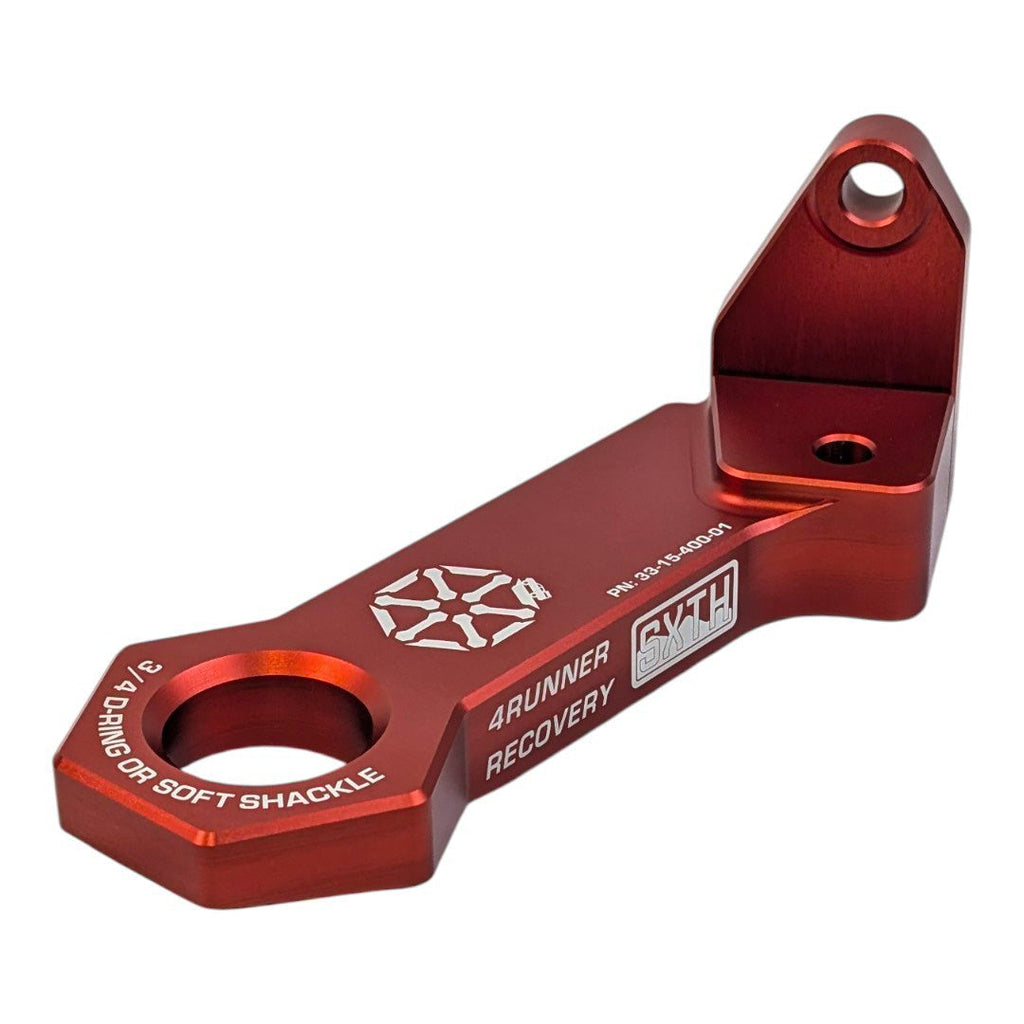 Red SXTH Element 7075 aluminum 4Runner rear recovery point, side view
