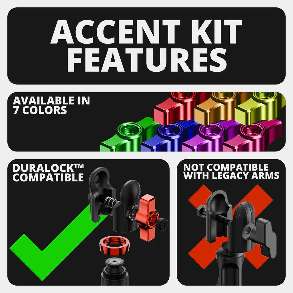 Billet Knob and Ring Accent Kits Compatible with Tackform DuraLock™ Arms Only
