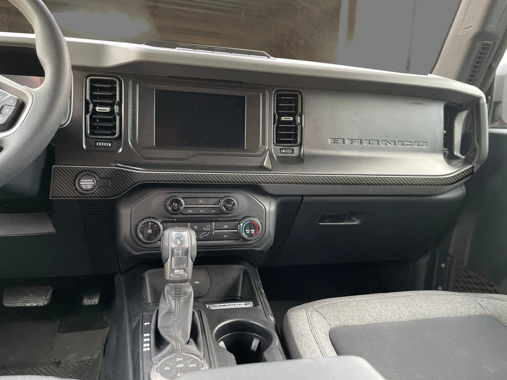 Ford Bronco center dash accent overlays by Tufskinz