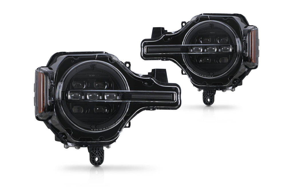 Attica 4x4 Apex Series LED headlights pair for 2021-2026 Ford Bronco, black housing