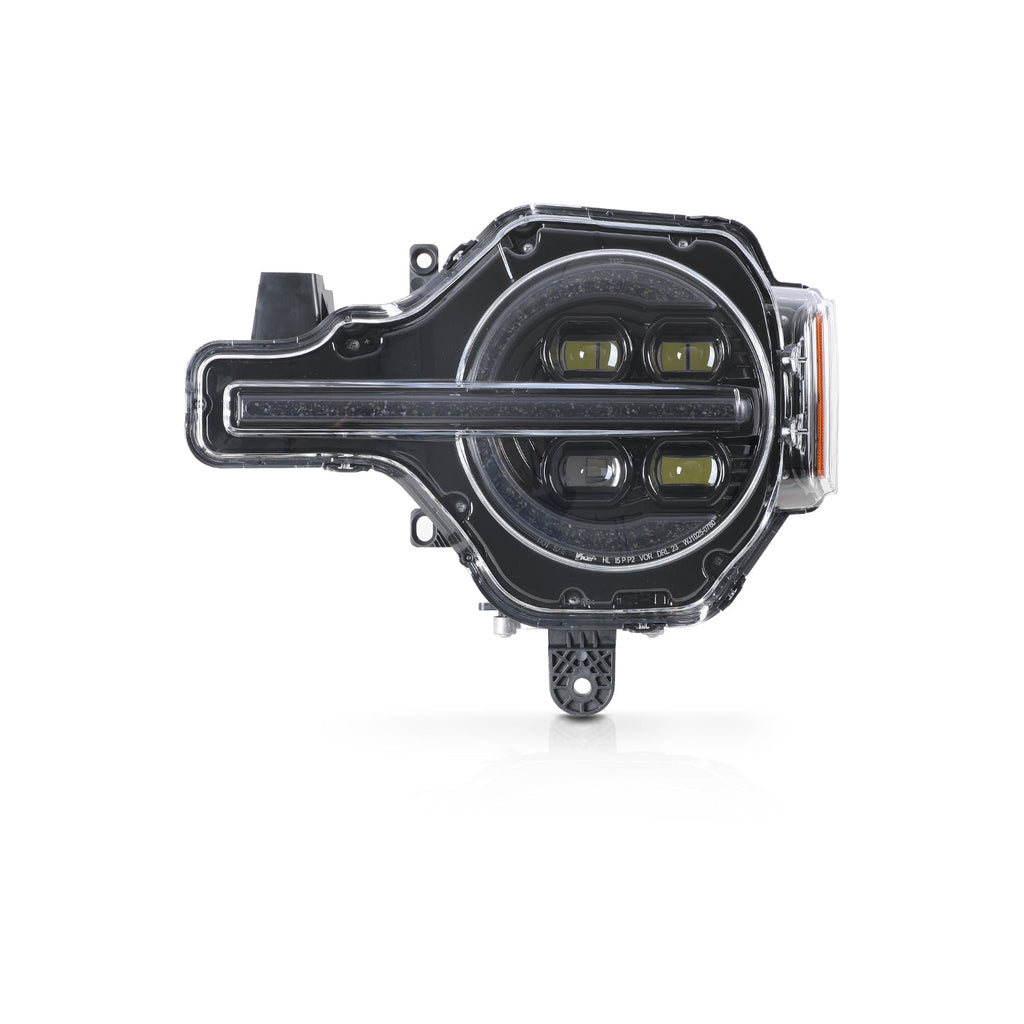 Attica Sol Series Bronco headlight front view showing the glow bar, lights off