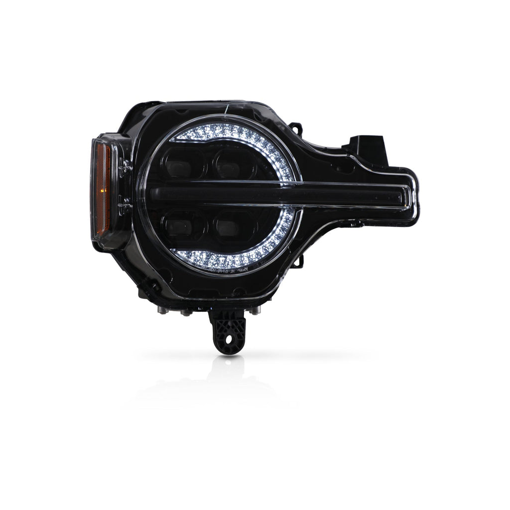 Attica Sol Series Bronco headlight with white DRL ring lit