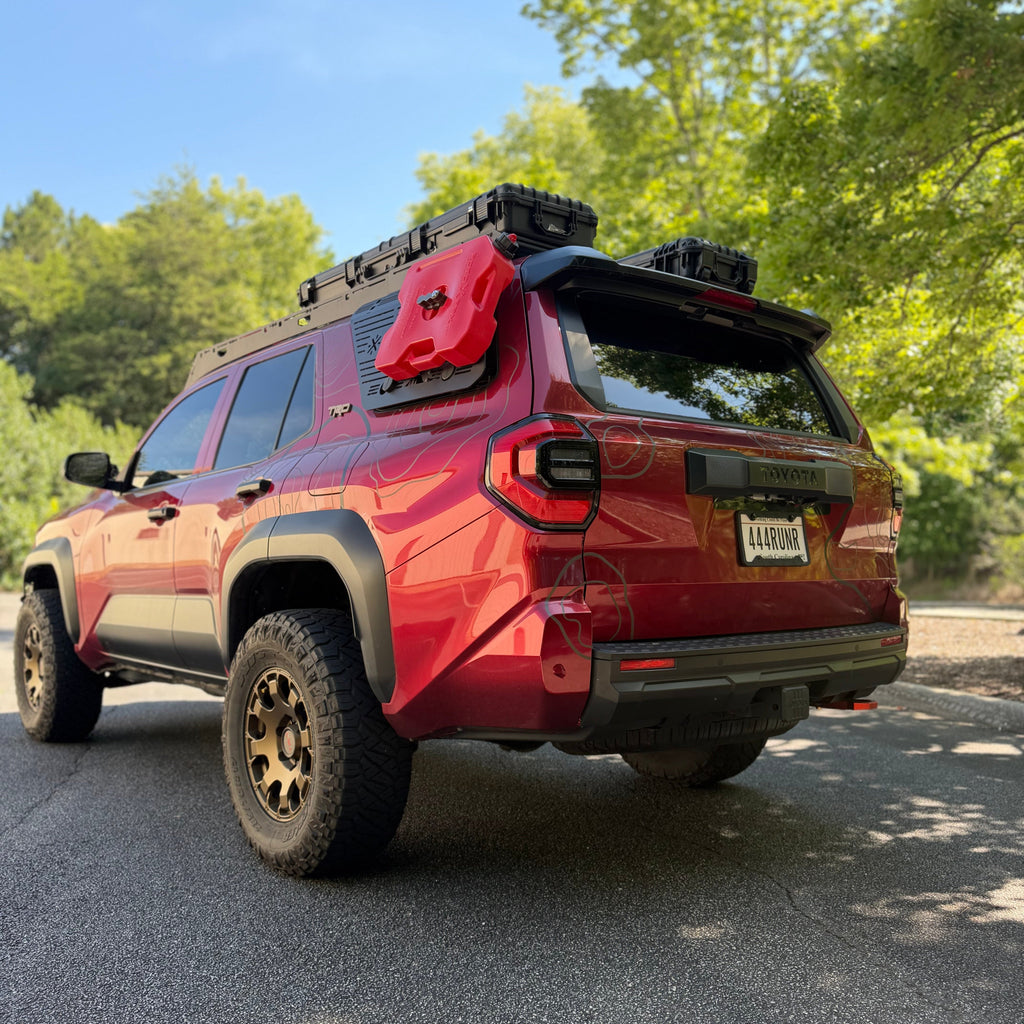Red Toyota 4Runner with SXTH Element rear recovery point installed