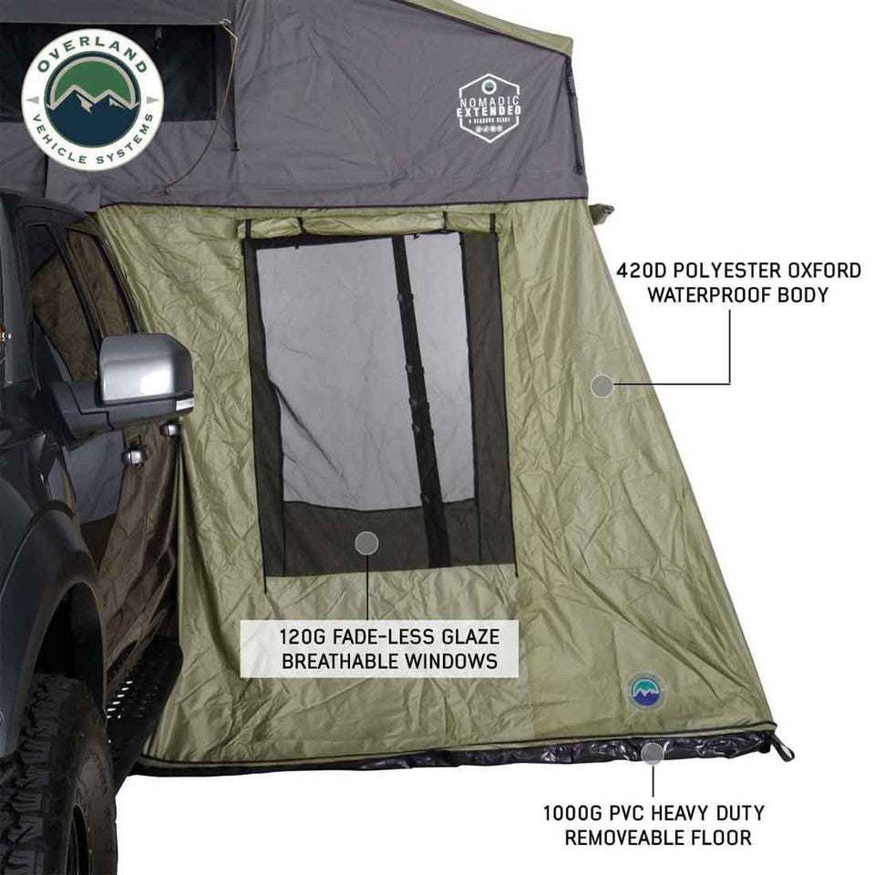 Roof Top Tent Annex Green Base With Black Floor & Travel Cover