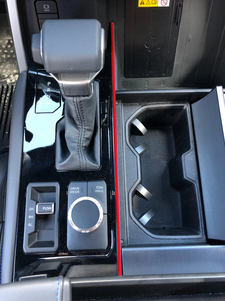 Center Console Thin Line Accent Trim for 2022-2026 Toyota Tundra & 2023-2026 Toyota Sequoia - close-up detail | Tufskinz.com
