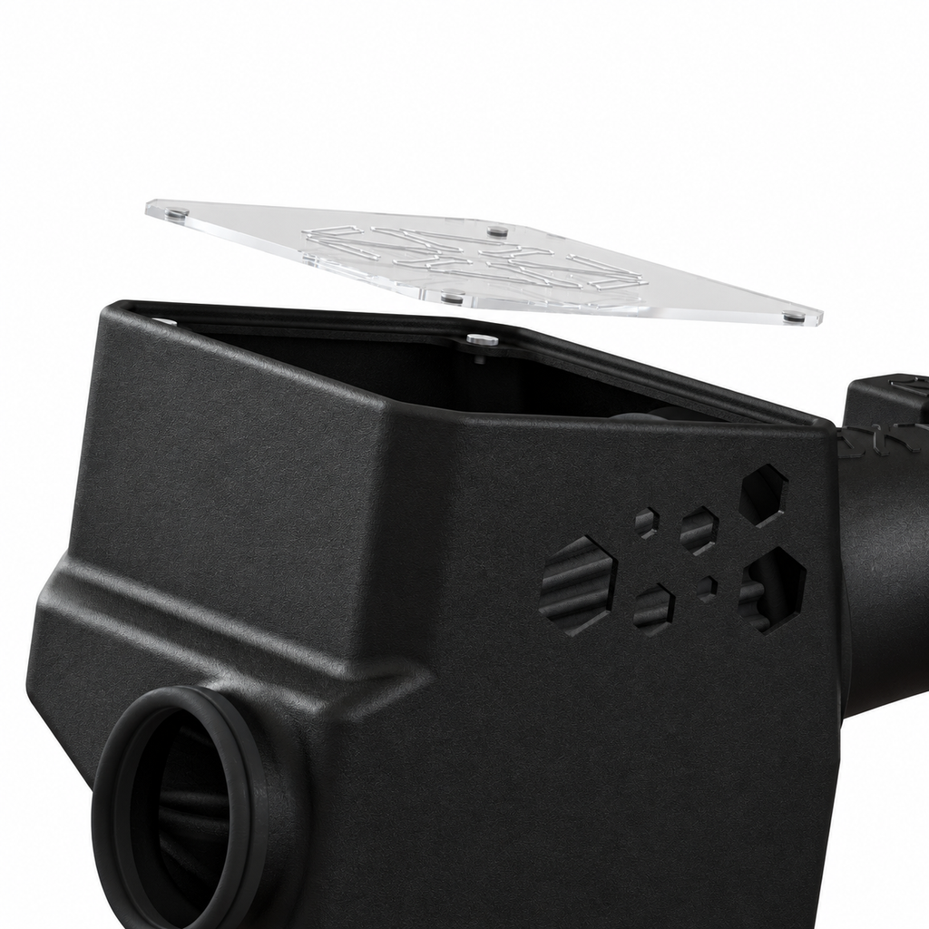 Tacoma CPLT airbox with magnetic lid lifted for filter access
