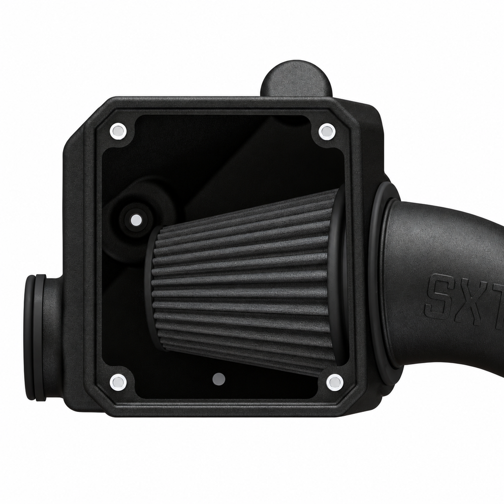 Dry-flow filter inside the Tacoma CPLT airbox with lid removed