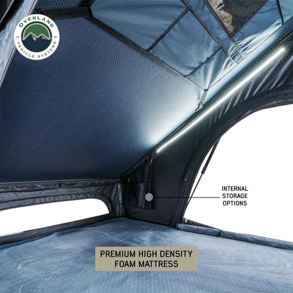 XD Lhotse Clam Shell Aluminum Hard Shell Roof Top Tent, Blue Body & Black Rainfly