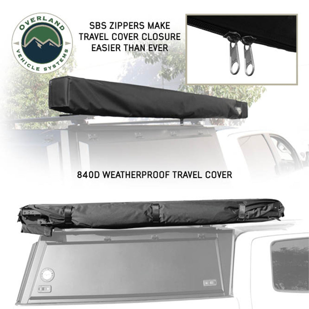 XD Nomadic 2.0 - 6.5' Awning - W/ Lights, Black Out, Black Fabric & Travel Cover Universal