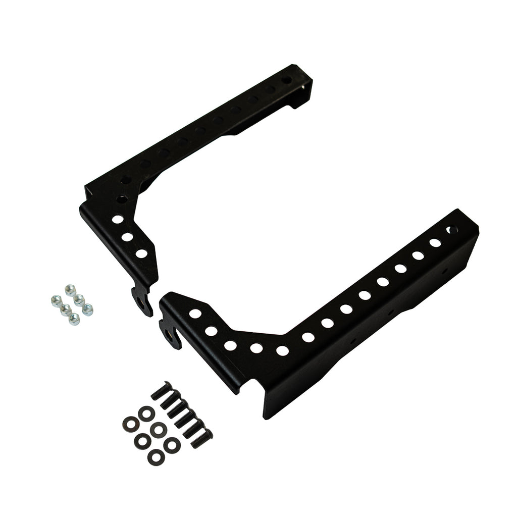 Cali Raised LED CR4473 bed supports for 2022+ Toyota Tundra, angled view of the black bracket pair and hardware.