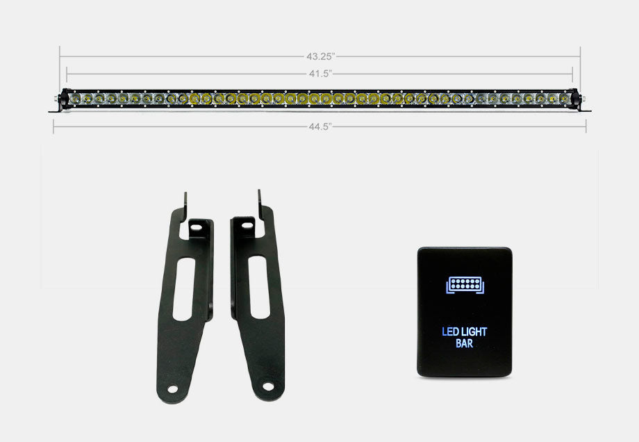 Economy Roof Rack Lighting Kit for Tacoma, 4Runner, Tundra - 42 in SINGLE ROW - AMBER - Light Bar // LED LIGHT BAR - BLUE - SMALL