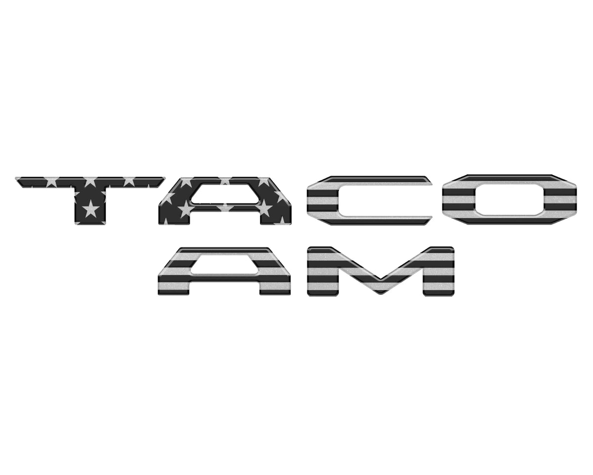 3D Domed Tailgate Letters For Toyota Tacoma (2016-2023) - Thin Red Line, Black & Red