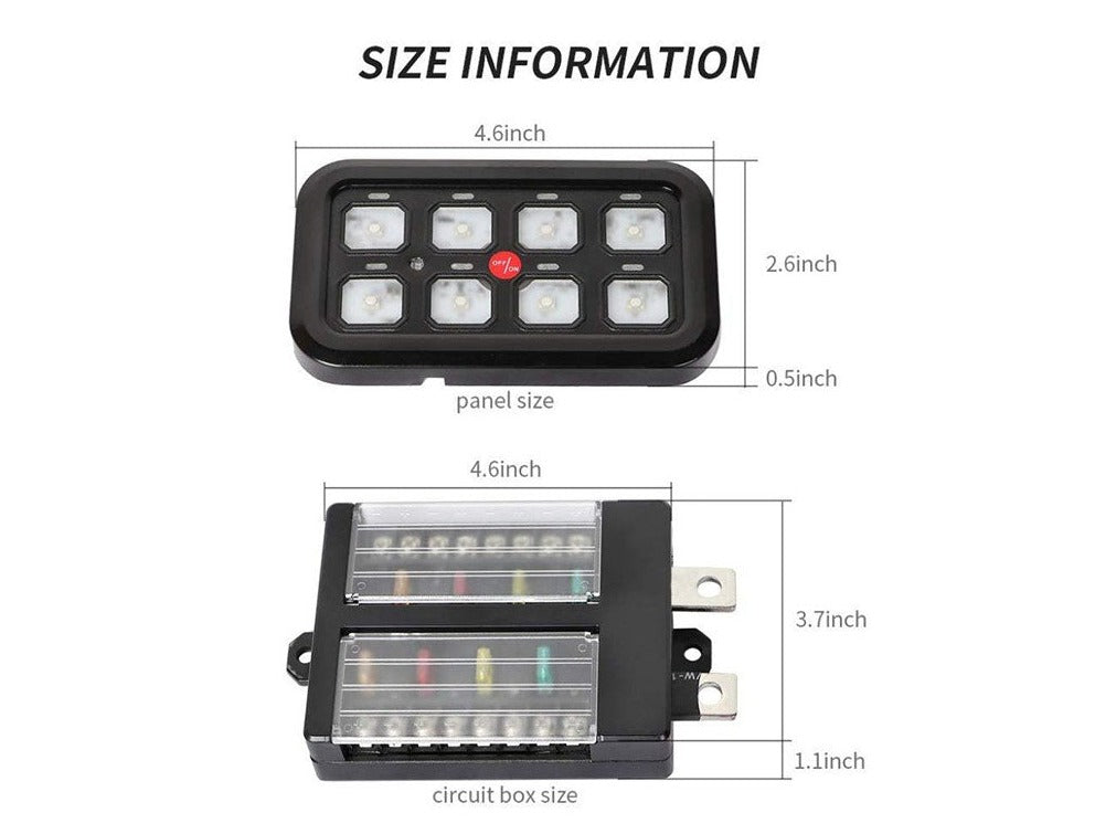 Vehicle Accessory 8 Switch Control System (Blue Backlighting)