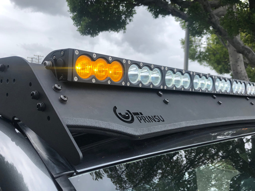 Dual Function Amber/White LED Light Bar Prinsu Mounting Bracket Kit - INCLUDE DUAL FUNCTION LED LIGHT BAR // Wire Harness and Tall Dual Function Switch