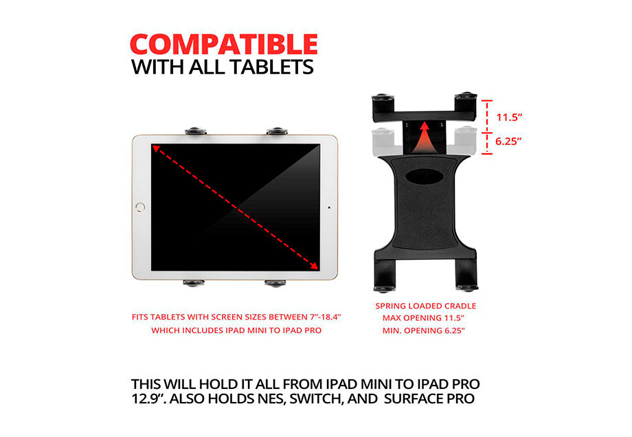 Tablet Holder | Spring Loaded Grip | 3.5